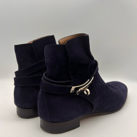 Hermes Neo Boots Navy Suede Palladium Hardware SIZE 38.5 No Box No Dustbag - Picture 4 of 16